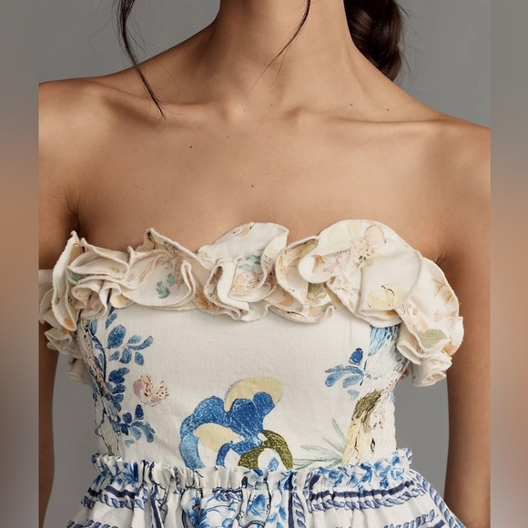 NWT Anthropologie Maeve Size Small Linen Blend Strapless Knee-Length Dress - Picture 3 of 11